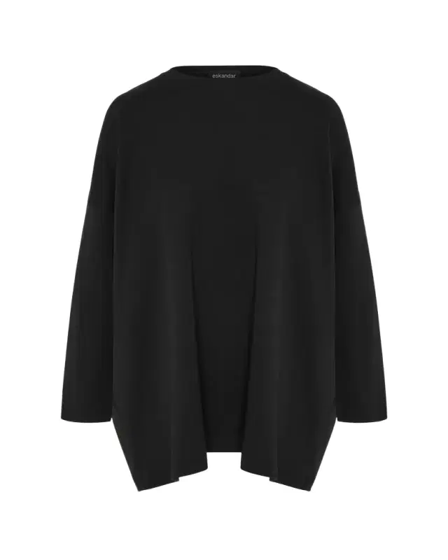 Eskandar Round Neck Long Sleeve Cotton T-Shirt