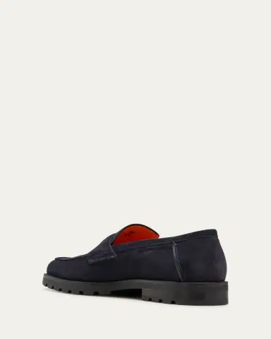 Santoni Men's Rock Suede Lug Sole Penny Loafers | Thumbnail 2