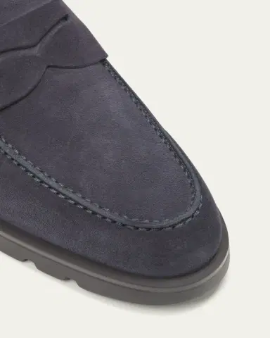 Santoni Men's Rock Suede Lug Sole Penny Loafers | Thumbnail 3