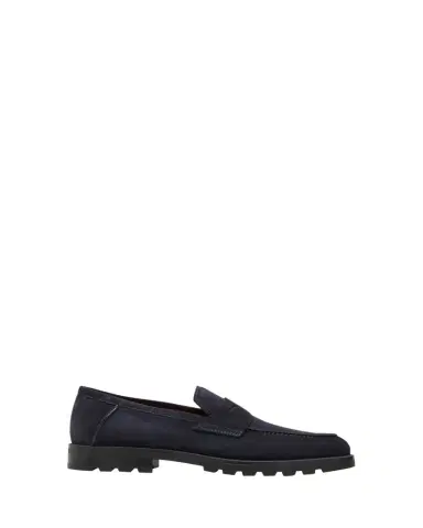 Santoni Men's Rock Suede Lug Sole Penny Loafers | Thumbnail 1