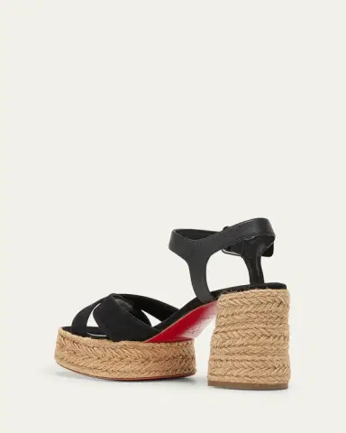 Christian Louboutin 70mm Calakala Leather Crisscross Espadrille Sandals | Thumbnail 4