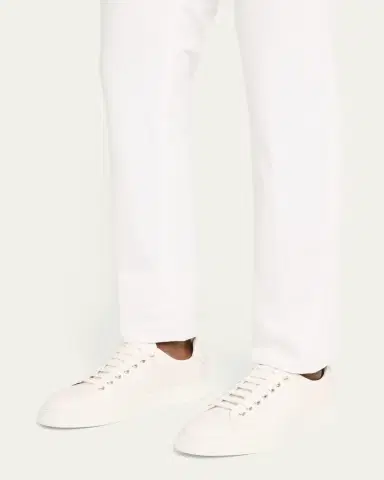 Ferragamo Men's Clayton Mixed Leather Low-Top Sneakers | Thumbnail 2 Ferragamo Men's Clayton Mixed Leather Low-Top Sneakers | Thumbnail 2