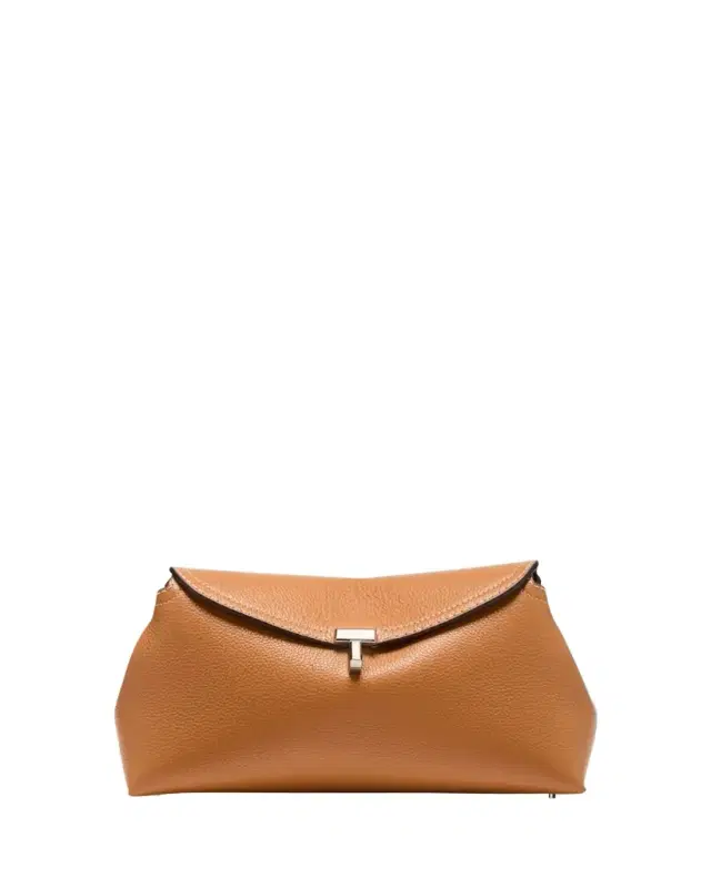 Toteme T-Lock Clutch Bag in Pebble Grain Leather