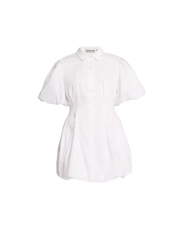 Cleo Polin Balloon-Sleeve Pleated Mini Dress