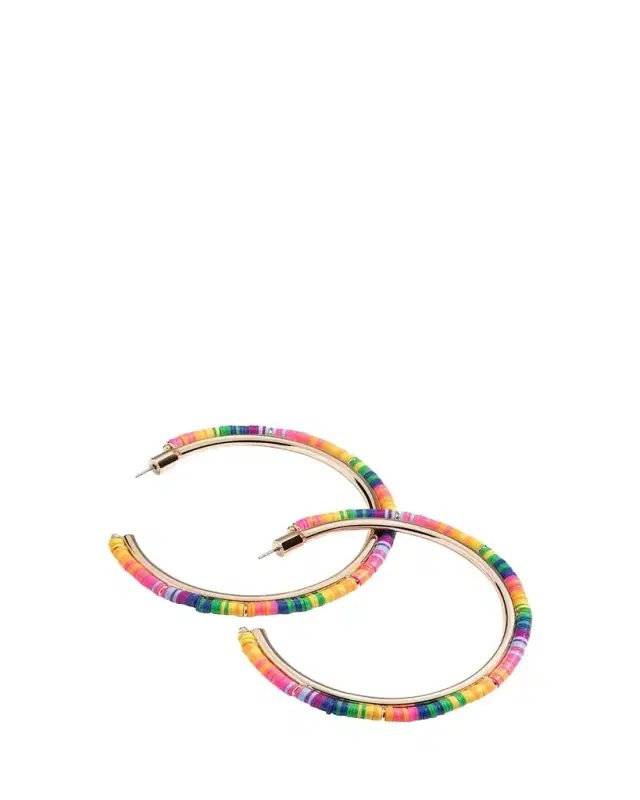 Elsie Frieda Anguilla Hoop Earrings with Heishi Beads