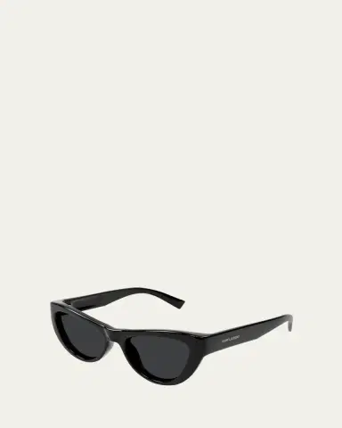 Saint Laurent Sleek Logo Plastic Cat-Eye Sunglasses | Thumbnail 2