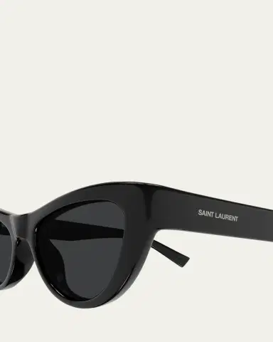 Saint Laurent Sleek Logo Plastic Cat-Eye Sunglasses | Thumbnail 3