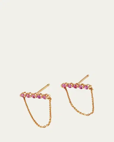 JIA JIA 14K Gemstone Bar Chain Earrings | Thumbnail 3