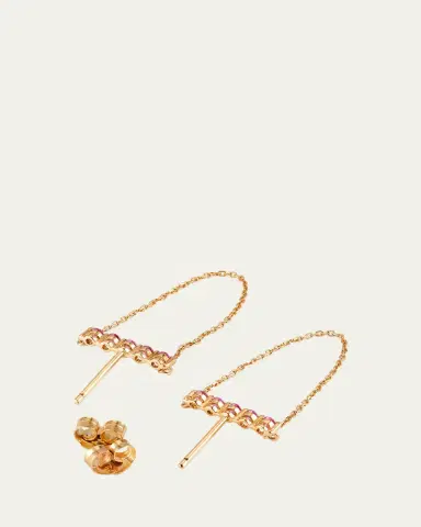 JIA JIA 14K Gemstone Bar Chain Earrings | Thumbnail 4