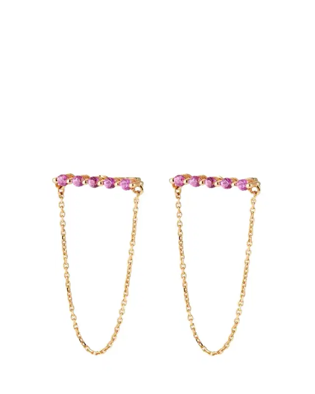 JIA JIA 14K Gemstone Bar Chain Earrings