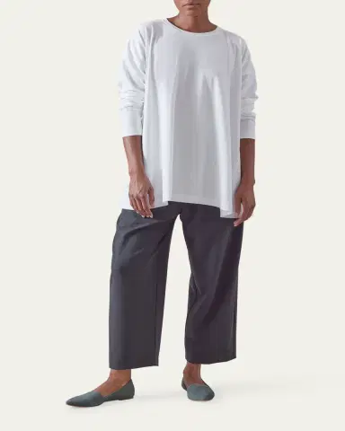 Eskandar Round Neck Long Sleeve Cotton T-Shirt | Thumbnail 2