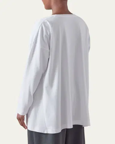 Eskandar Round Neck Long Sleeve Cotton T-Shirt | Thumbnail 3