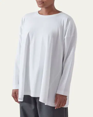 Eskandar Round Neck Long Sleeve Cotton T-Shirt | Thumbnail 4