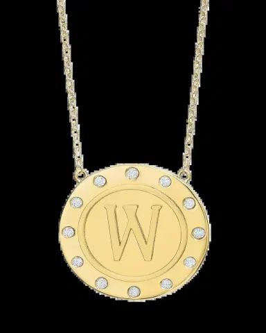 Tracee Nichols 14K Gold Initial Token Necklace with Diamonds | Thumbnail 2