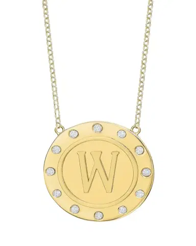 Tracee Nichols 14K Gold Initial Token Necklace with Diamonds | Thumbnail 1