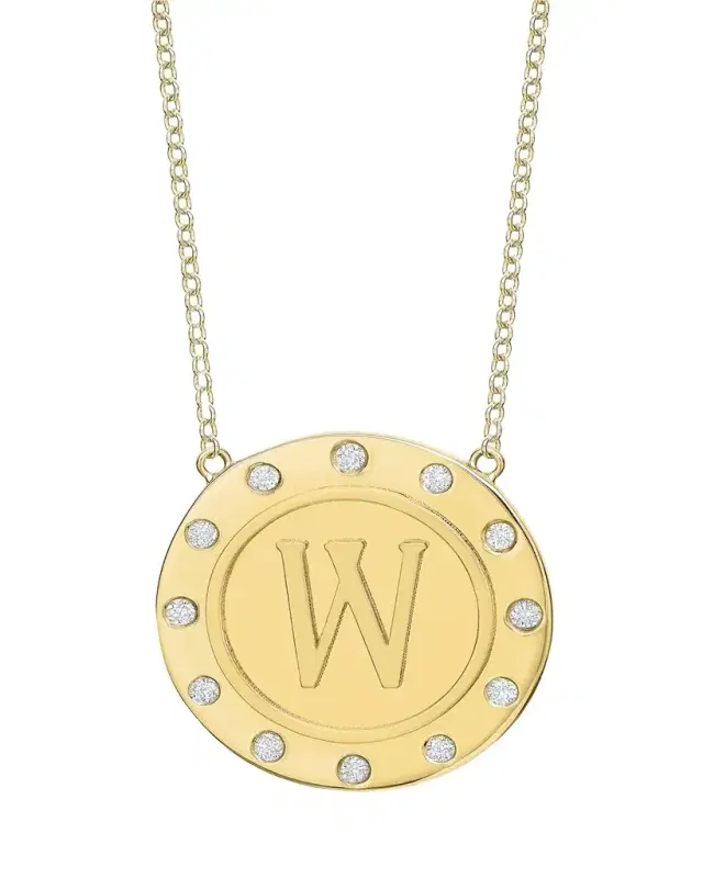 Tracee Nichols 14K Gold Initial Token Necklace with Diamonds
