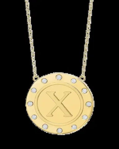 Tracee Nichols 14K Gold Initial Token Necklace with Diamonds | Thumbnail 2