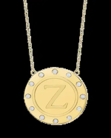 Tracee Nichols 14K Gold Initial Token Necklace with Diamonds | Thumbnail 2