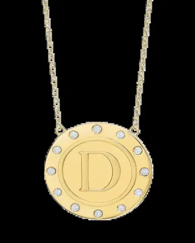 Tracee Nichols 14K Gold Initial Token Necklace with Diamonds | Thumbnail 2