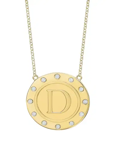 Tracee Nichols 14K Gold Initial Token Necklace with Diamonds | Thumbnail 1