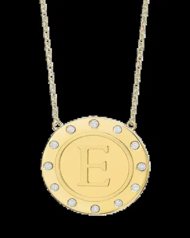 Tracee Nichols 14K Gold Initial Token Necklace with Diamonds | Thumbnail 2
