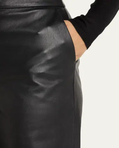 L'Agence Livvy Mid-Rise Straight-Leg Leather Trousers | Thumbnail 5