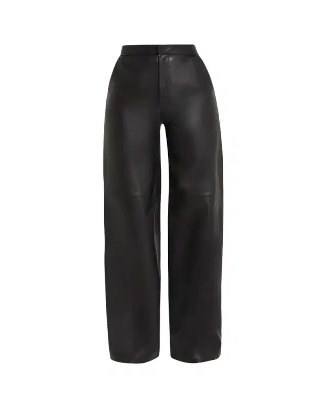 Livvy Mid-Rise Straight-Leg Leather Trousers