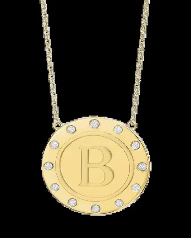 Tracee Nichols 14K Gold Initial Token Necklace with Diamonds | Thumbnail 2