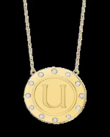 Tracee Nichols 14K Gold Initial Token Necklace with Diamonds | Thumbnail 2