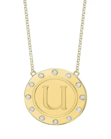 Tracee Nichols 14K Gold Initial Token Necklace with Diamonds | Thumbnail 1