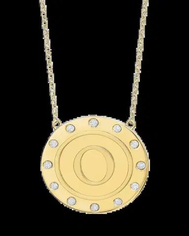 Tracee Nichols 14K Gold Initial Token Necklace with Diamonds | Thumbnail 2