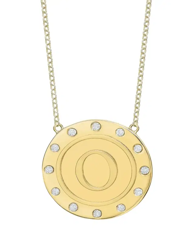 Tracee Nichols 14K Gold Initial Token Necklace with Diamonds