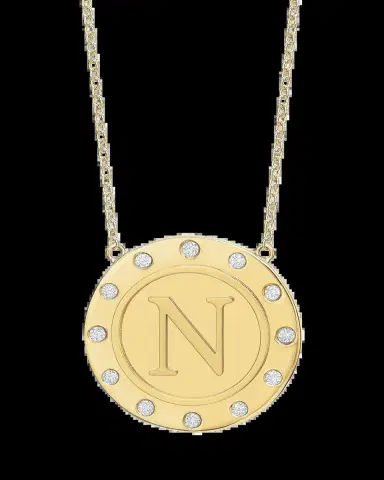 Tracee Nichols 14K Gold Initial Token Necklace with Diamonds | Thumbnail 2