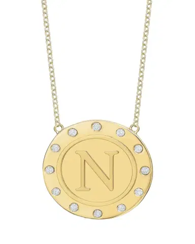 Tracee Nichols 14K Gold Initial Token Necklace with Diamonds | Thumbnail 1