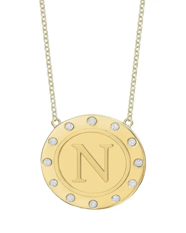 Tracee Nichols 14K Gold Initial Token Necklace with Diamonds