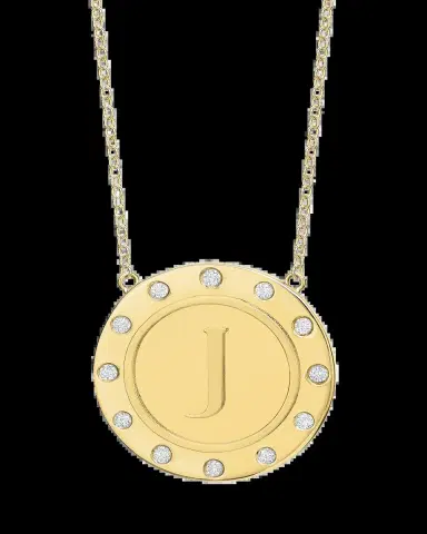 Tracee Nichols 14K Gold Initial Token Necklace with Diamonds | Thumbnail 2