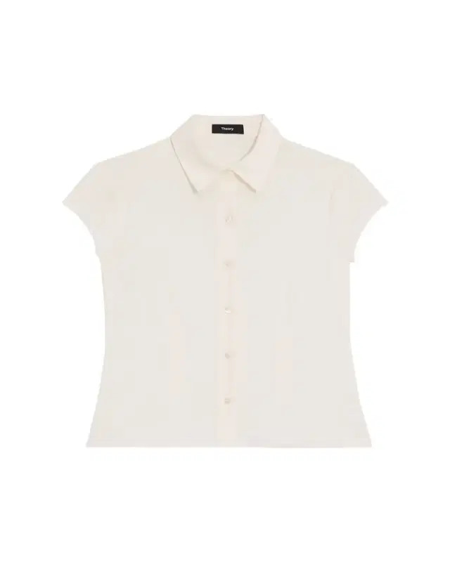 Theory Cap-Sleeve Modern Silk Georgette Blouse