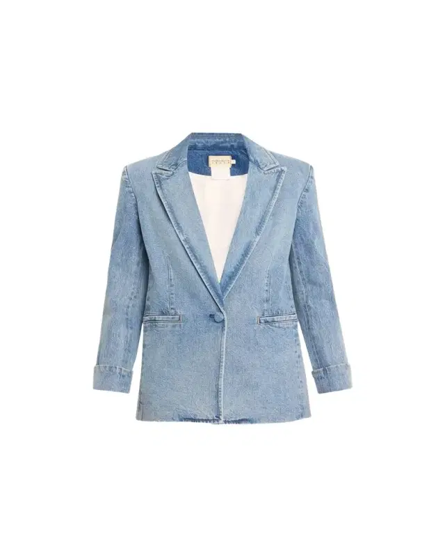 Justine Denim Roll-Cuff Longline Blazer