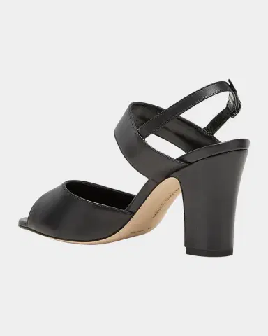 Manolo Blahnik Khiko Leather Peep-Toe Slingback Sandals | Thumbnail 2
