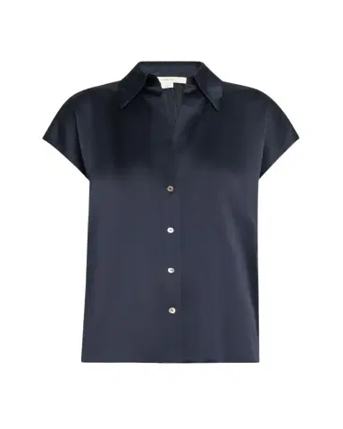 Vince Cap-Sleeve Ruched-Back Silk Blouse | Thumbnail 1