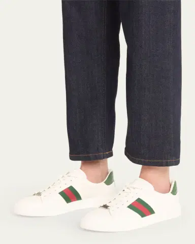 Gucci Ace Leather Web Low-Top Sneakers | Thumbnail 2