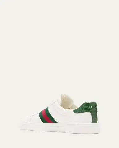 Gucci Ace Leather Web Low-Top Sneakers | Thumbnail 4