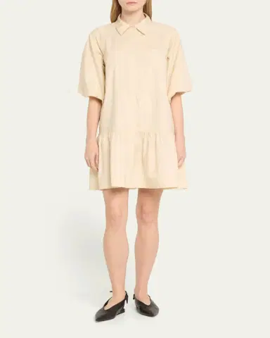 Simkhai Crissy Puff-Sleeve Cotton Poplin Mini Shirtdress | Thumbnail 2 Simkhai Crissy Puff-Sleeve Cotton Poplin Mini Shirtdress | Thumbnail 2