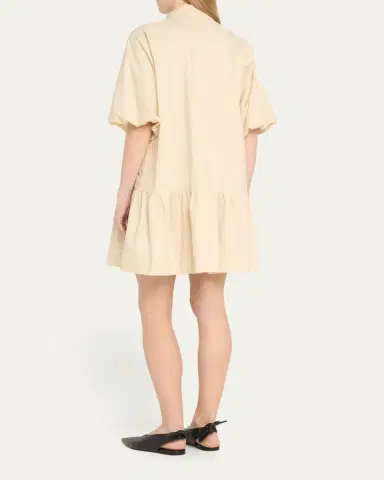 Simkhai Crissy Puff-Sleeve Cotton Poplin Mini Shirtdress | Thumbnail 3 Simkhai Crissy Puff-Sleeve Cotton Poplin Mini Shirtdress | Thumbnail 3
