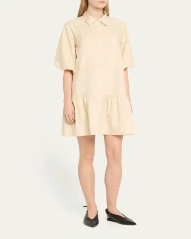 Simkhai Crissy Puff-Sleeve Cotton Poplin Mini Shirtdress | Thumbnail 4 Simkhai Crissy Puff-Sleeve Cotton Poplin Mini Shirtdress | Thumbnail 4