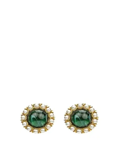 ben-amun Cabochon Clip & Pearly Trim Earrings | Thumbnail 1 ben-amun Cabochon Clip & Pearly Trim Earrings | Thumbnail 1