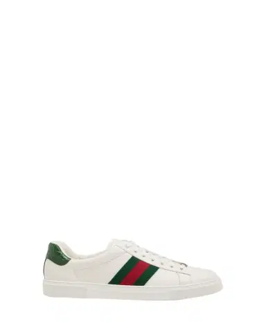 Gucci Men's Ace Leather Web Low-Top Sneakers | Thumbnail 1