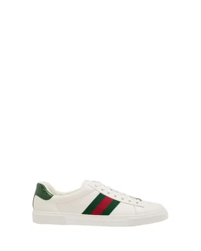 Gucci Men's Ace Leather Web Low-Top Sneakers