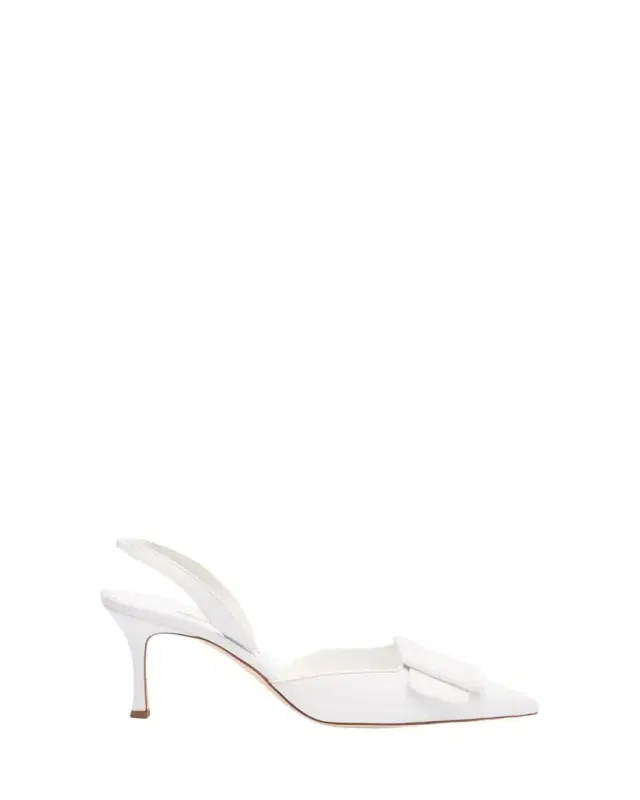 Manolo Blahnik Maysli Leather Buckle Halter Pumps