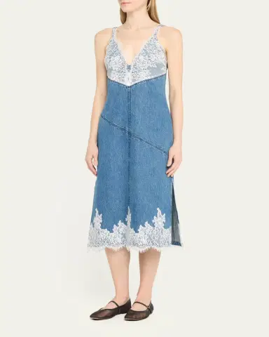 3.1 Phillip Lim Lace and Denim Midi Slip Dress | Thumbnail 4